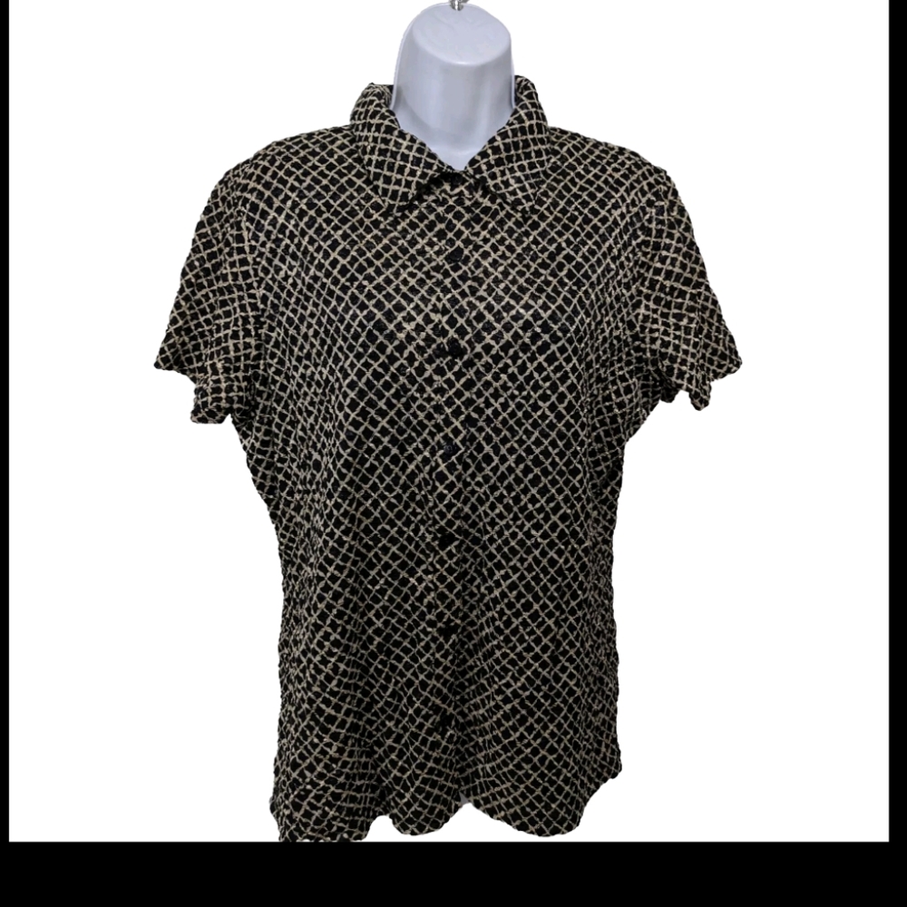 NWT Style & Co Nylon Blend Button Up Shirt 1X Short Sleeve Stretchy